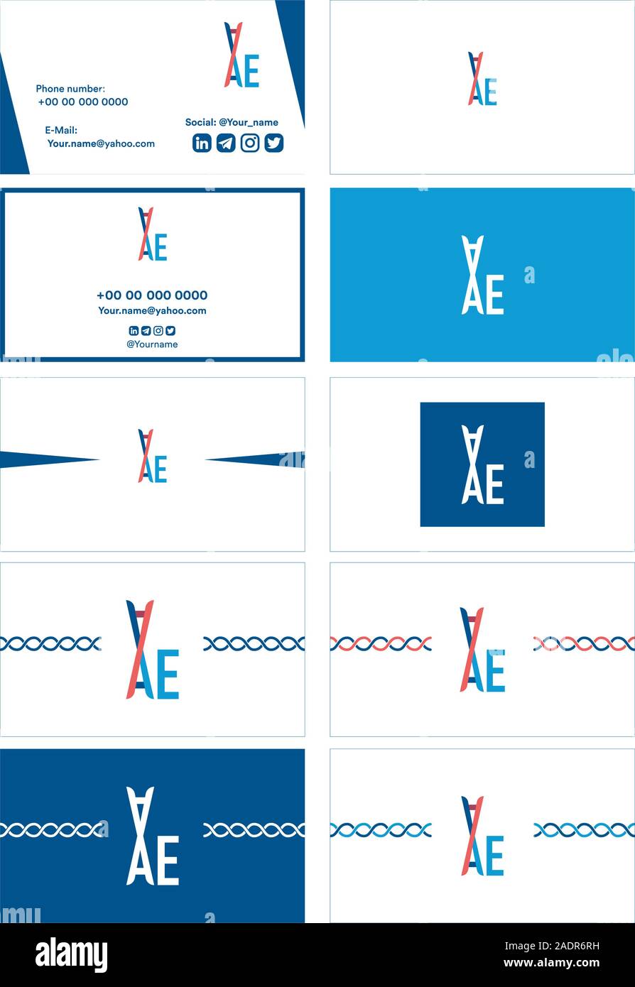 Carte de visite pour une société de génétique aléatoire logo design ADN sur elle Illustration de Vecteur