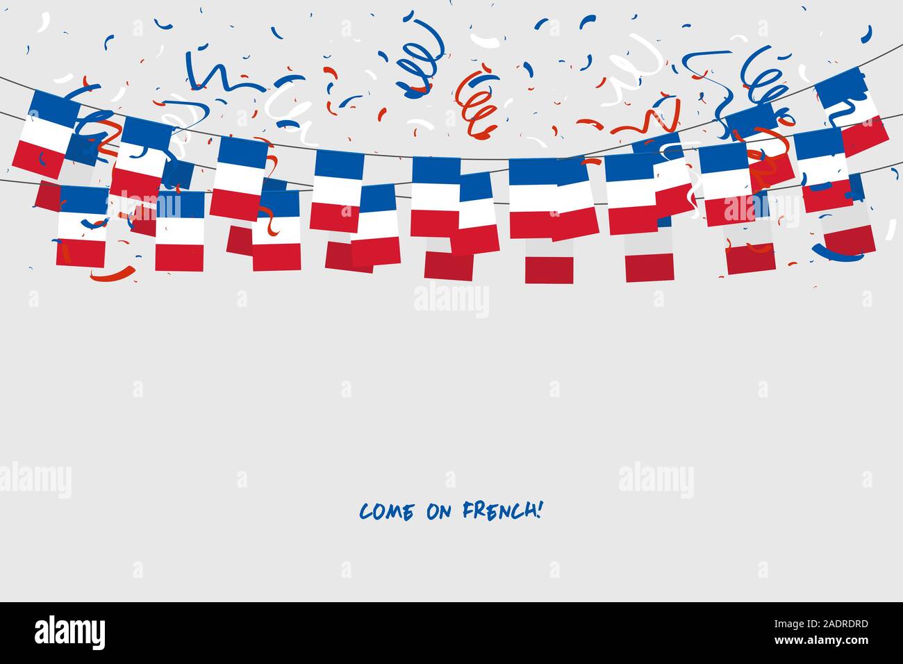 Drapeau France garland de confettis sur fond gris, accrocher des ...