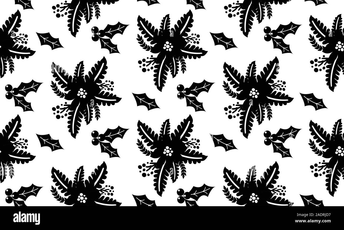 Motif floral de Noël parfait, texture fleur noire. Illustration de Vecteur