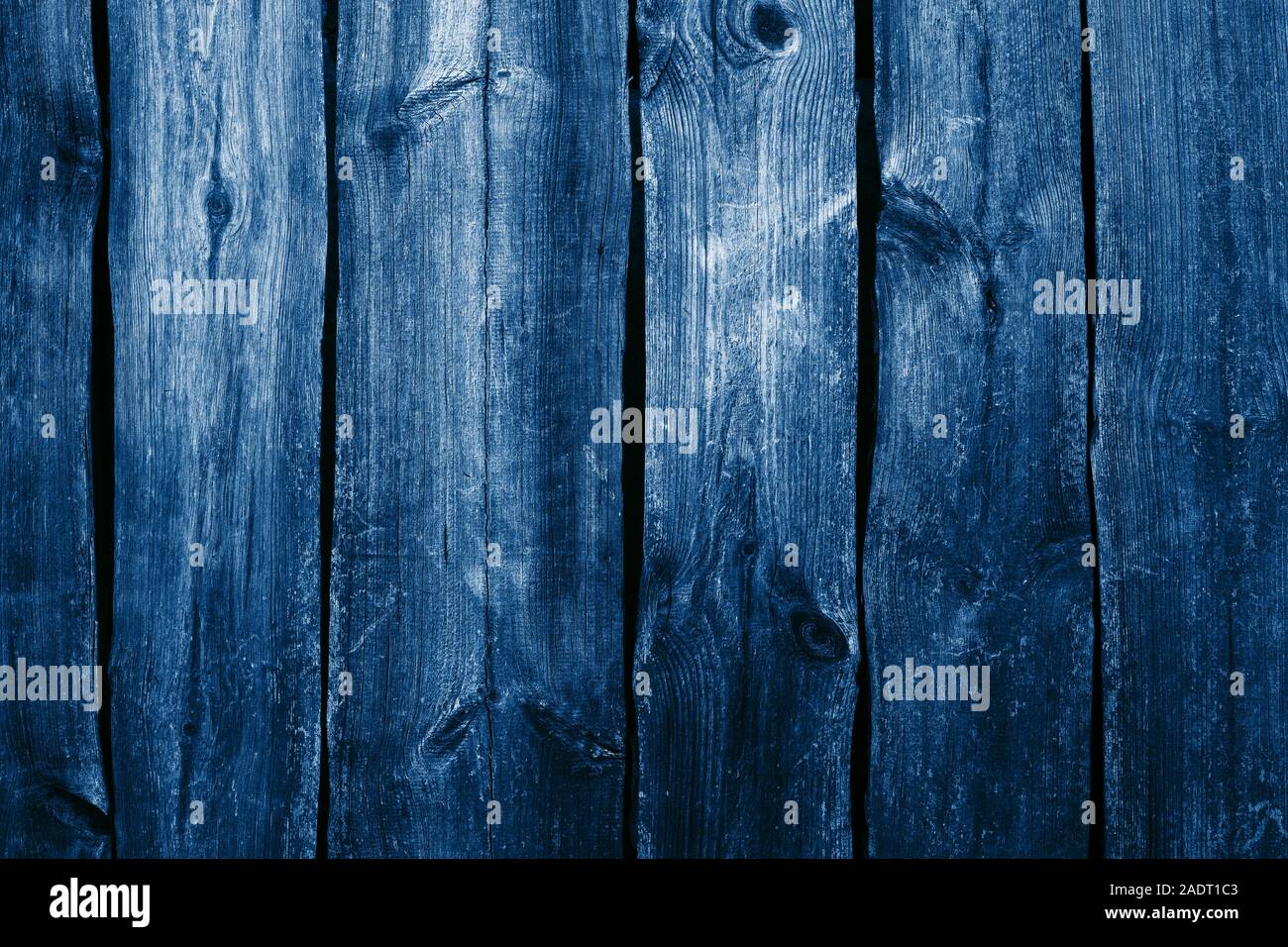 La texture des planches en bois peint bleu, vieille clôture en bois. Banque D'Images