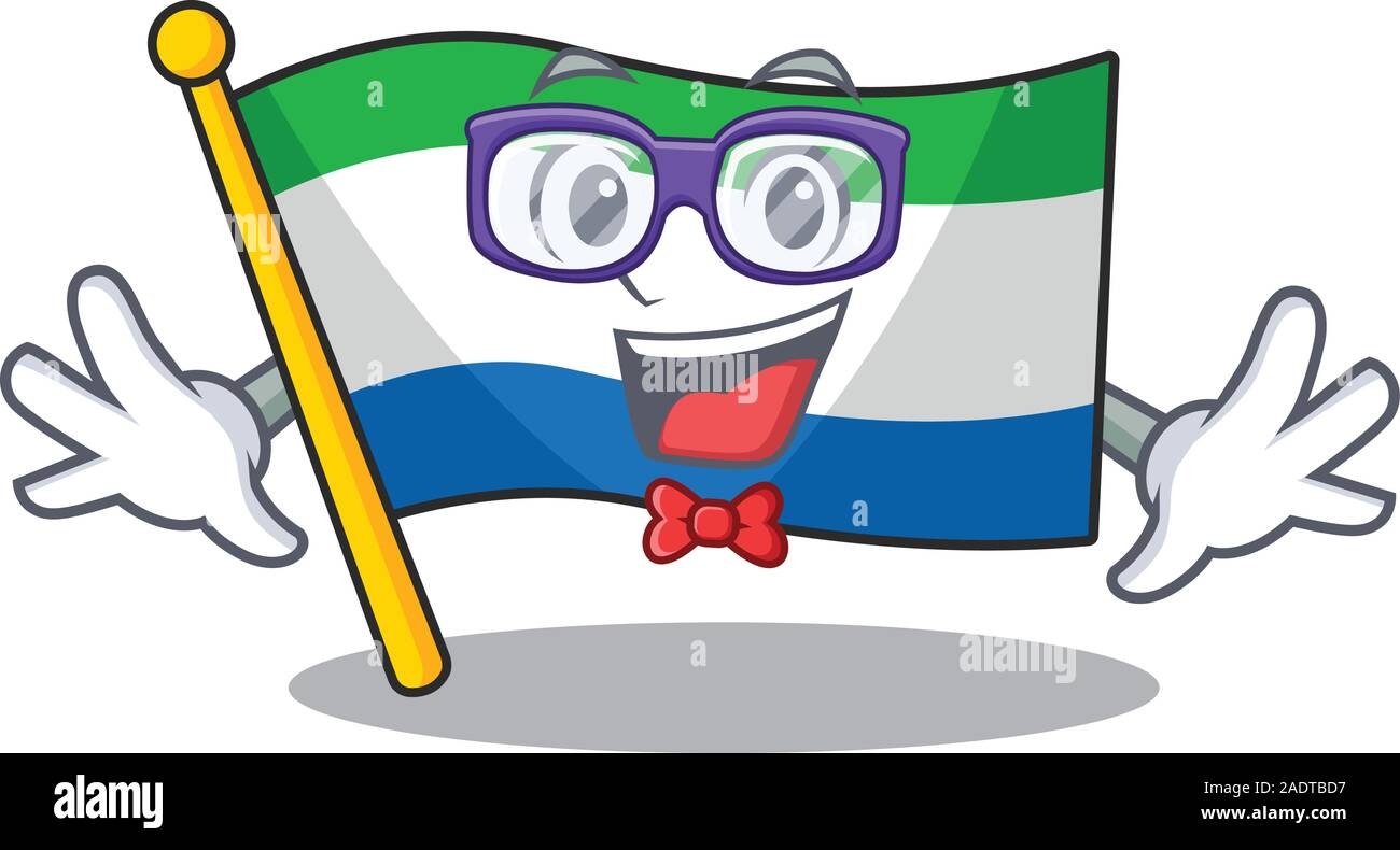 Geek super drôle drapeau sierra leone smart mascot cartoon style Illustration de Vecteur