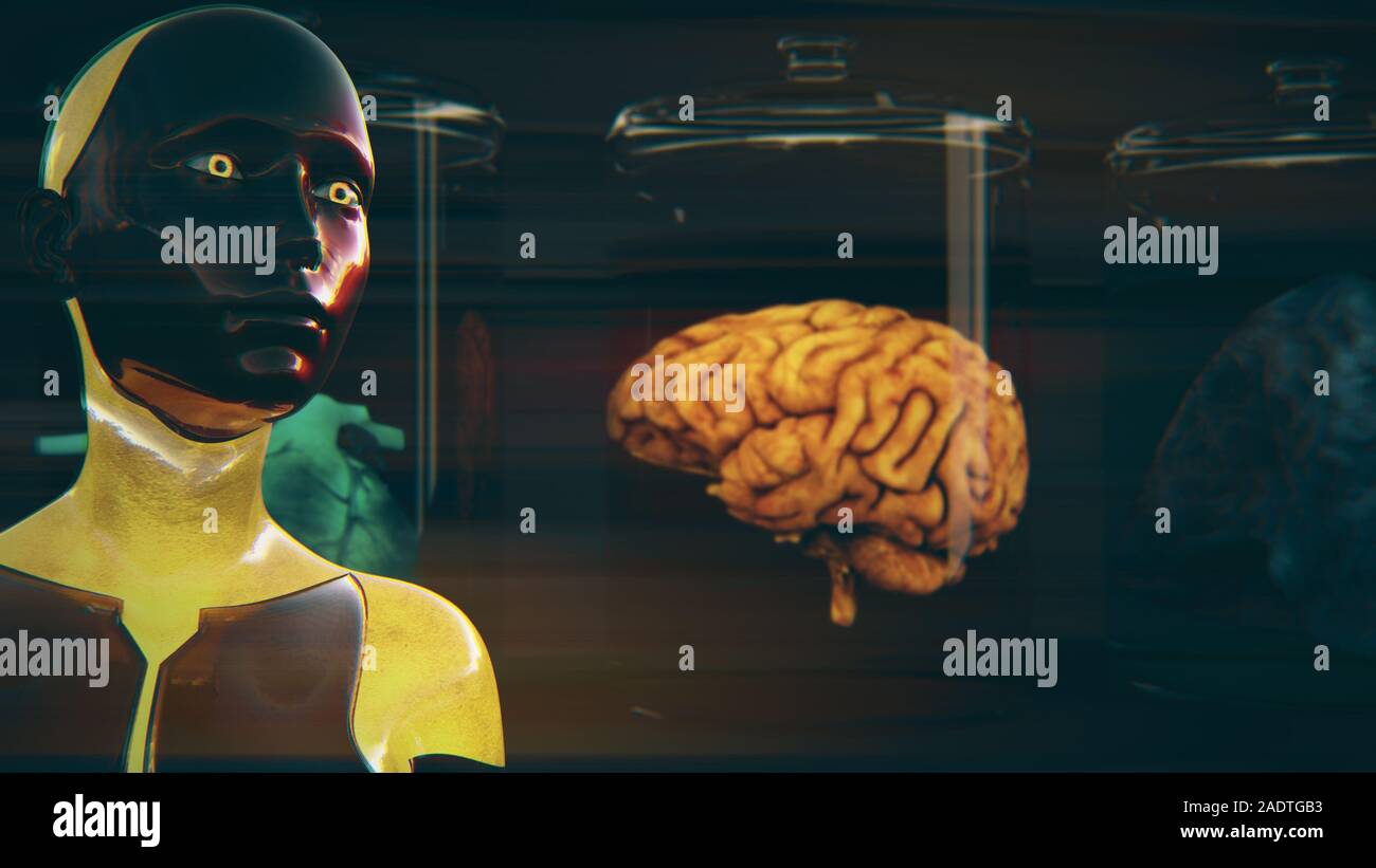 Illustration 3D d'un robot humanoïde appelé communément Intelligence Artificielle Concept médical Android Banque D'Images