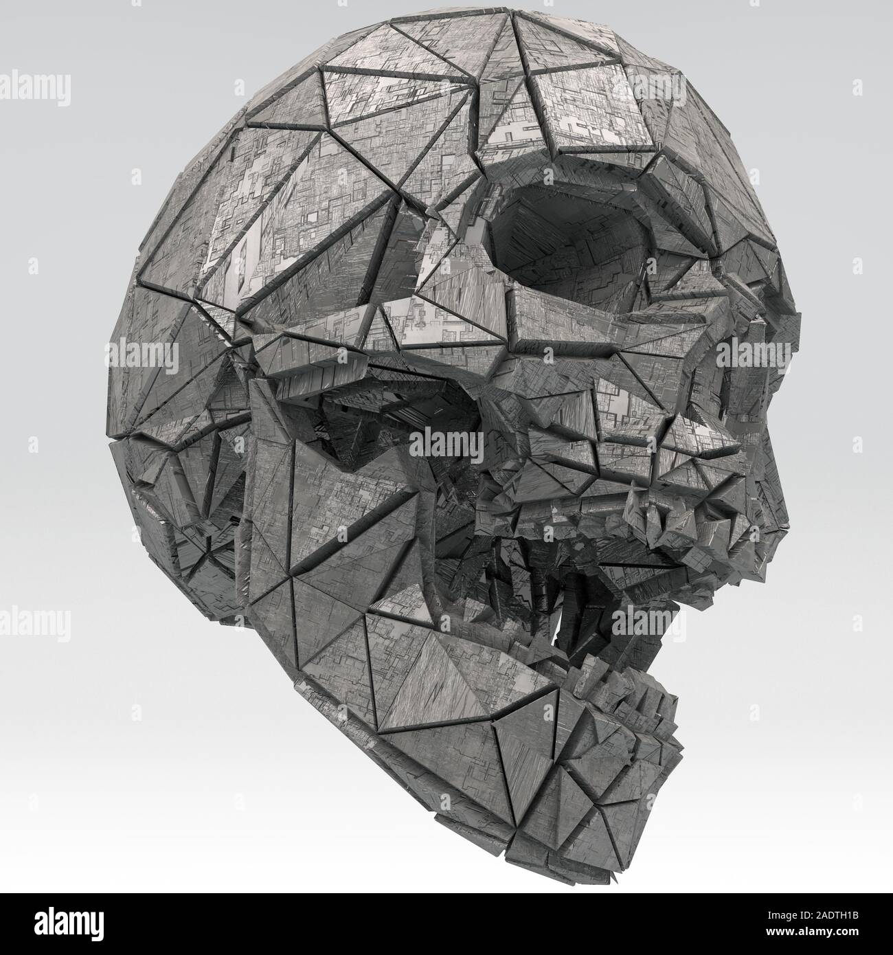 Science-fiction fantastique crâne humain futuriste 3D Illustration Banque D'Images