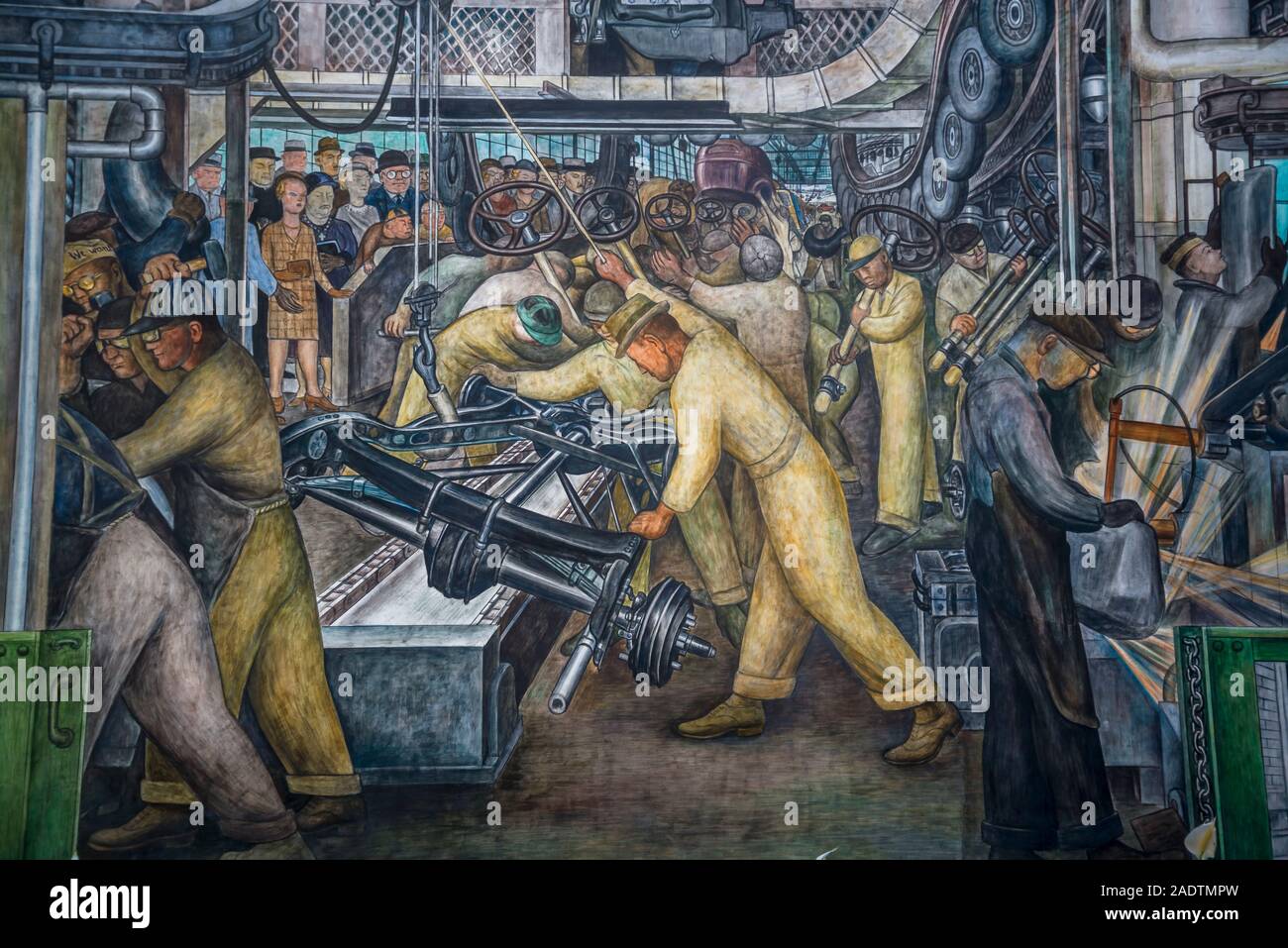 L'industrie de Detroit de murales, une série de fresques par l'artiste mexicain Diego Rivera, représentant l'industrie à la Ford Motor Company, la Cour Rivera Banque D'Images