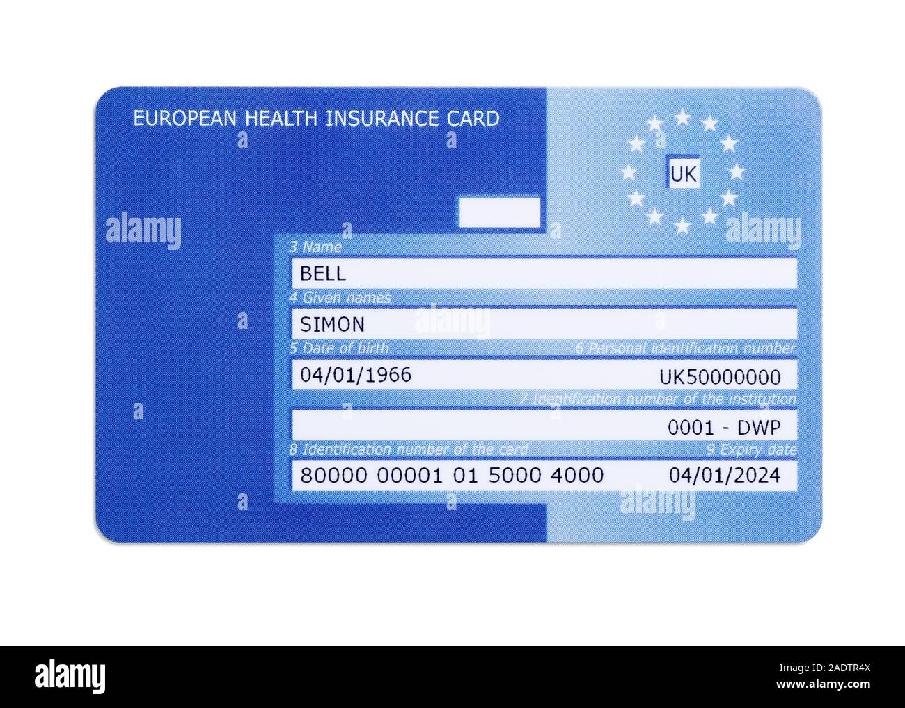 UK Carte européenne d'assurance maladie Banque D'Images