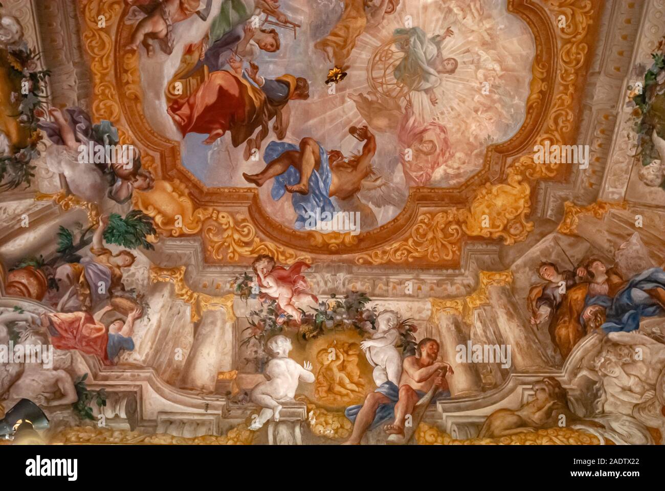 Peinture murale à l'intérieur de la galerie d'art du Palazzo Rosso à Gênes. Banque D'Images