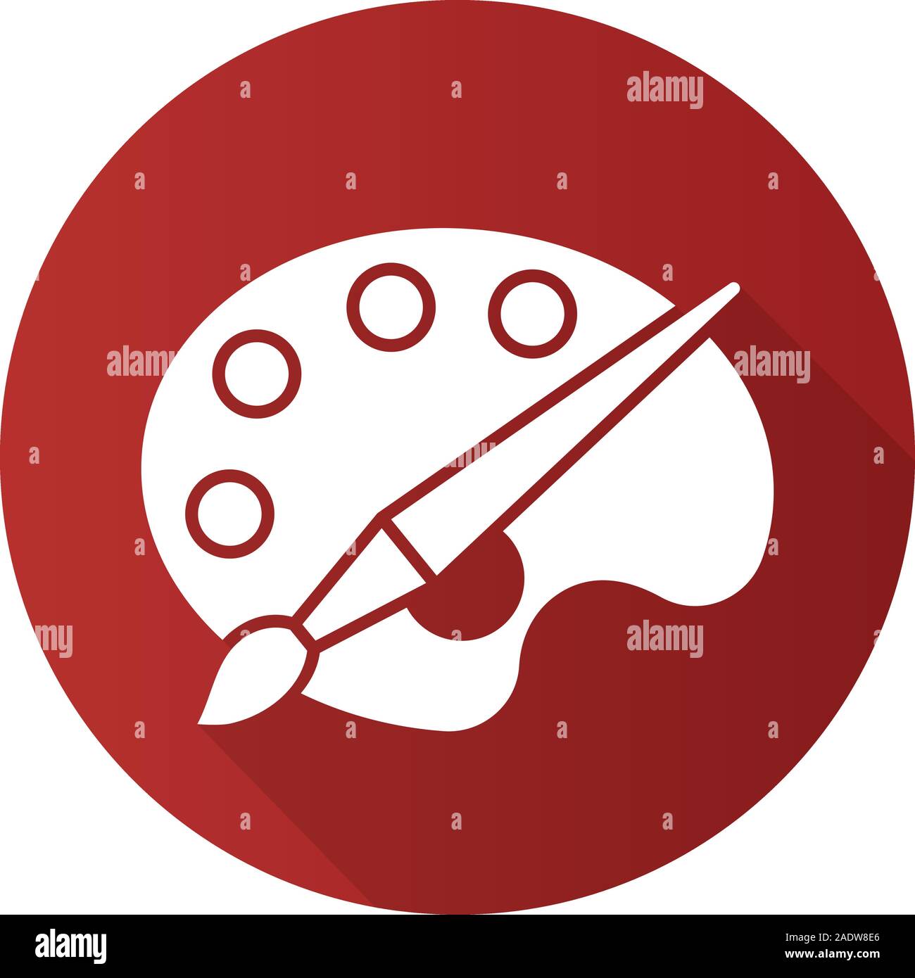 Palette avec pinceau plat design ombre portée de l'icône. L'école d'art d'un logo. Symbole silhouette vecteur Illustration de Vecteur