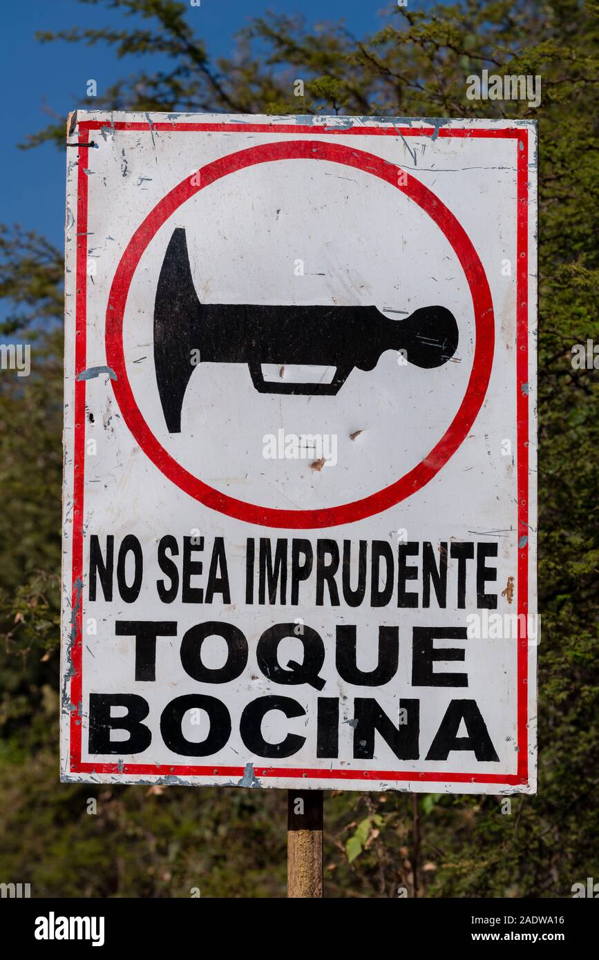Panneau de signalisation, la Bolivie, l'Amérique latine Banque D'Images