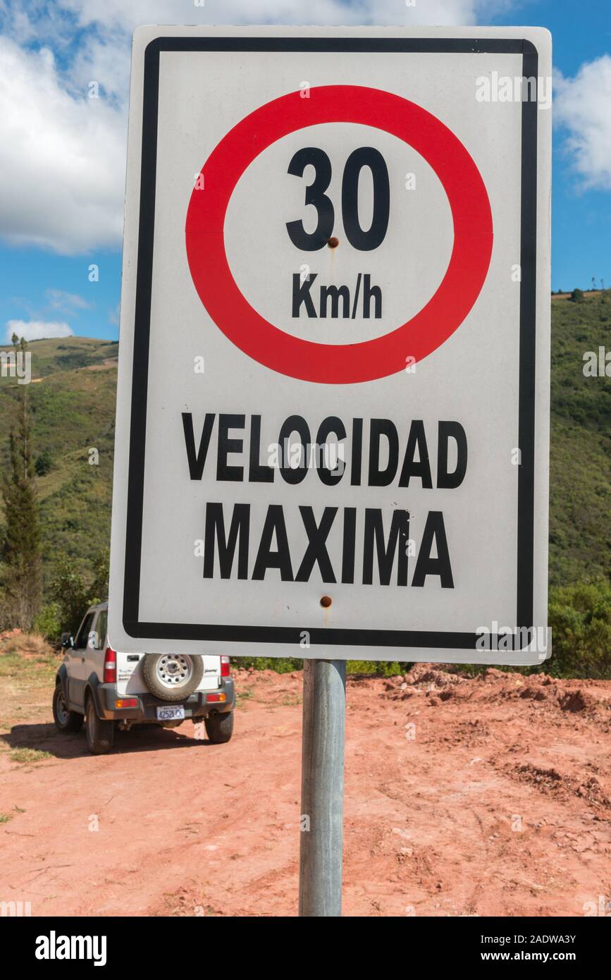 Panneau de signalisation, la Bolivie, l'Amérique latine Banque D'Images