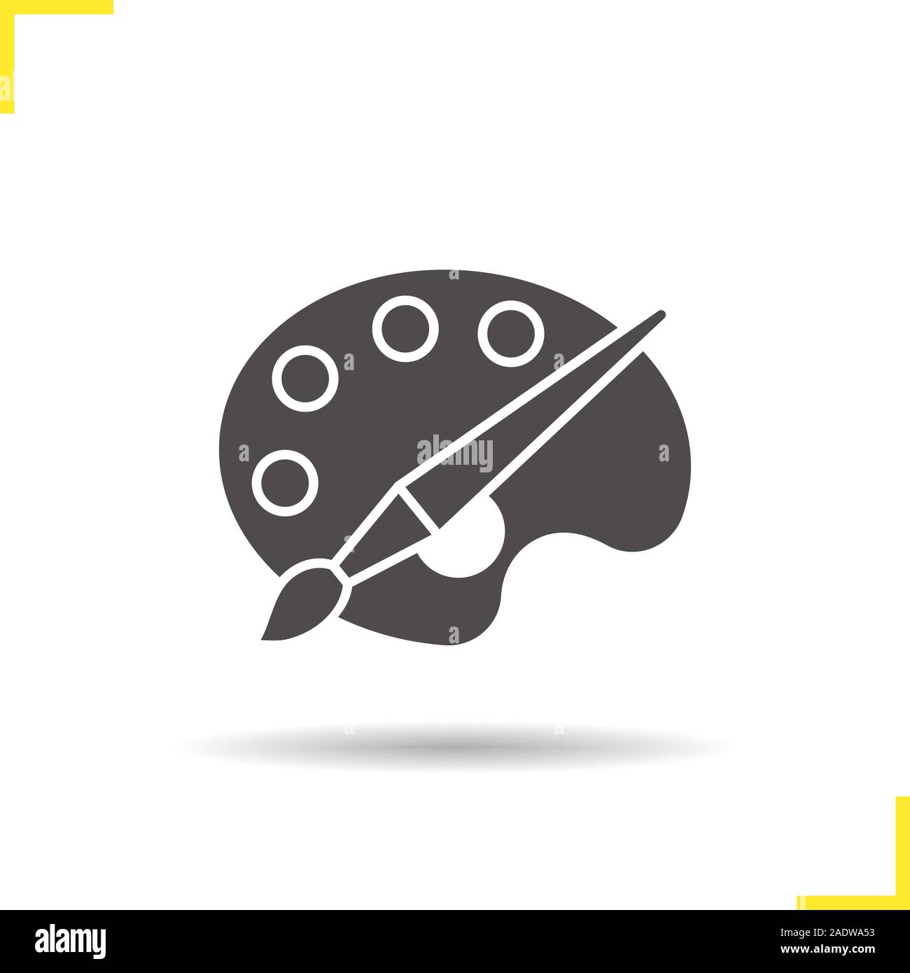 Avec l'icône de la palette pinceau glyphe. Silhouette d'ombre symbole. L'école d'art d'un logo. L'espace négatif. Vector illustration isolé Illustration de Vecteur