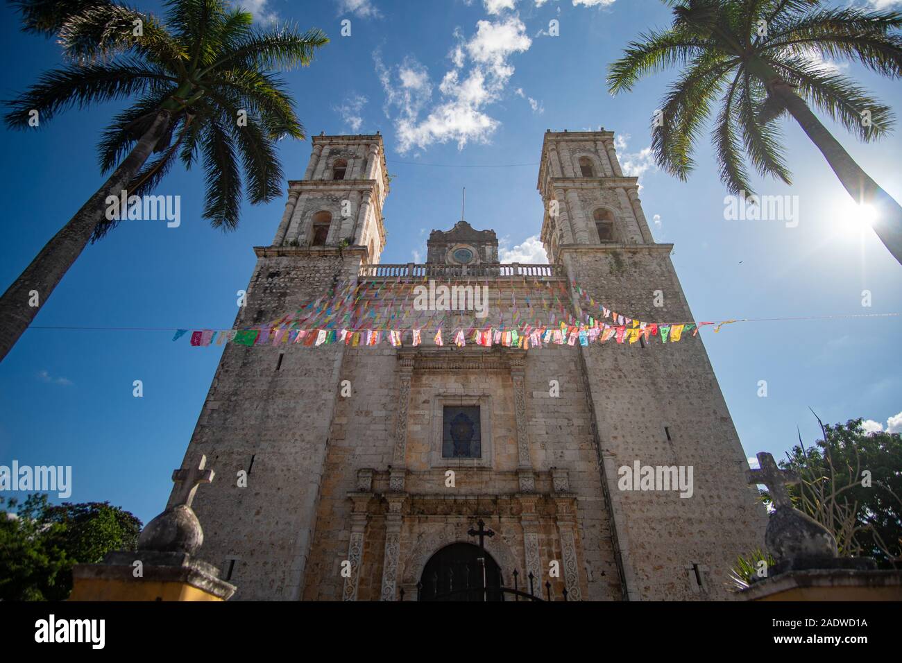 Église de San Gervasio au soleil - Mexique Valladolid Banque D'Images