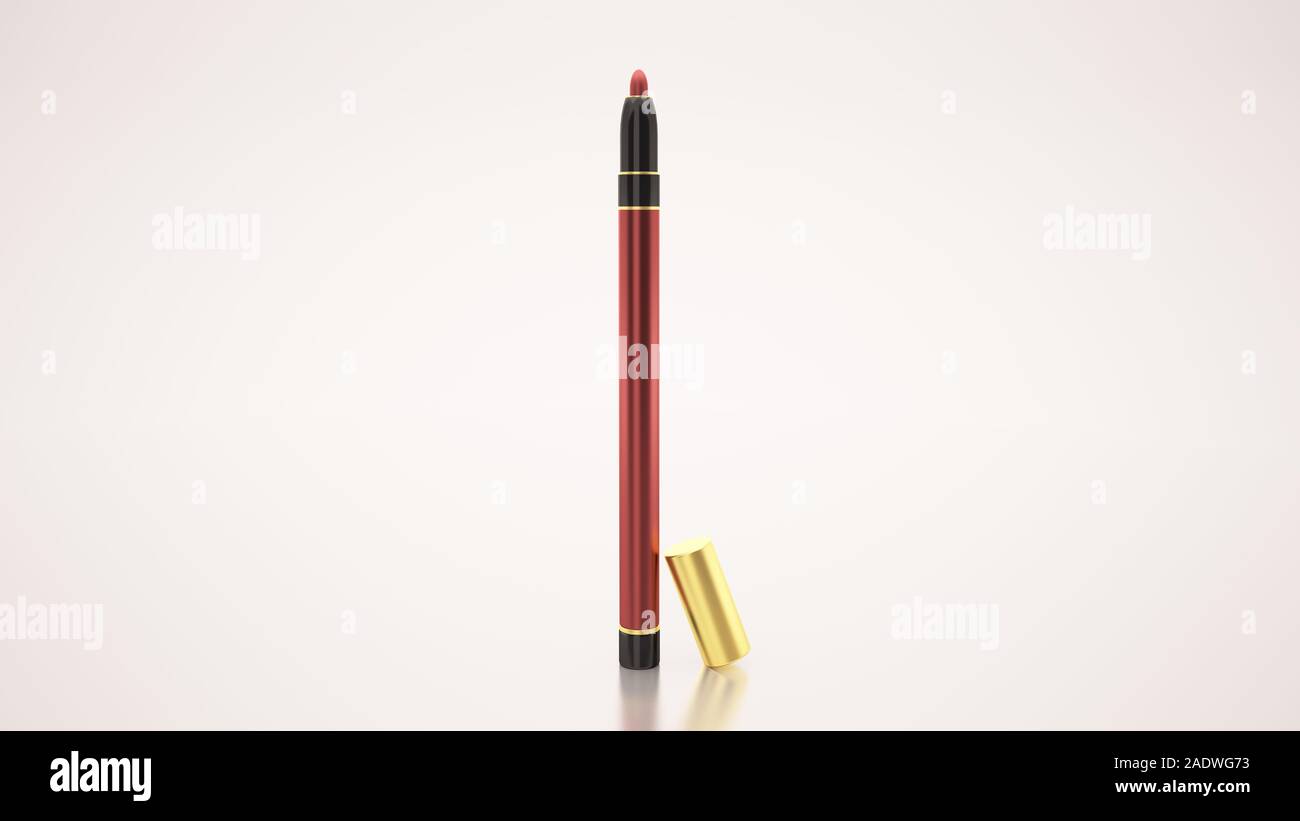 Crayon à Lèvres sur fond blanc. Bouteille, style, maquillage, lèvres, maquillage beauté soins du visage Banque D'Images