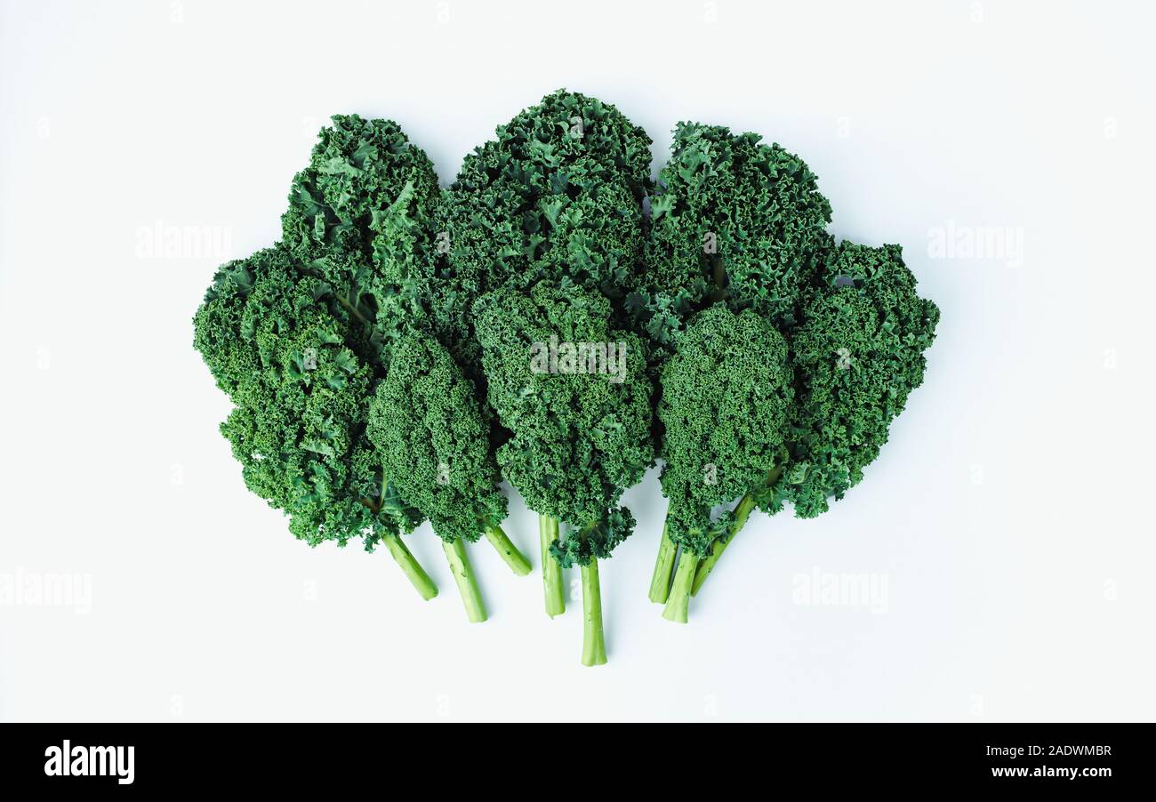 Mise en page créative faite de kale. Mise à plat. Concept alimentaire. Banque D'Images