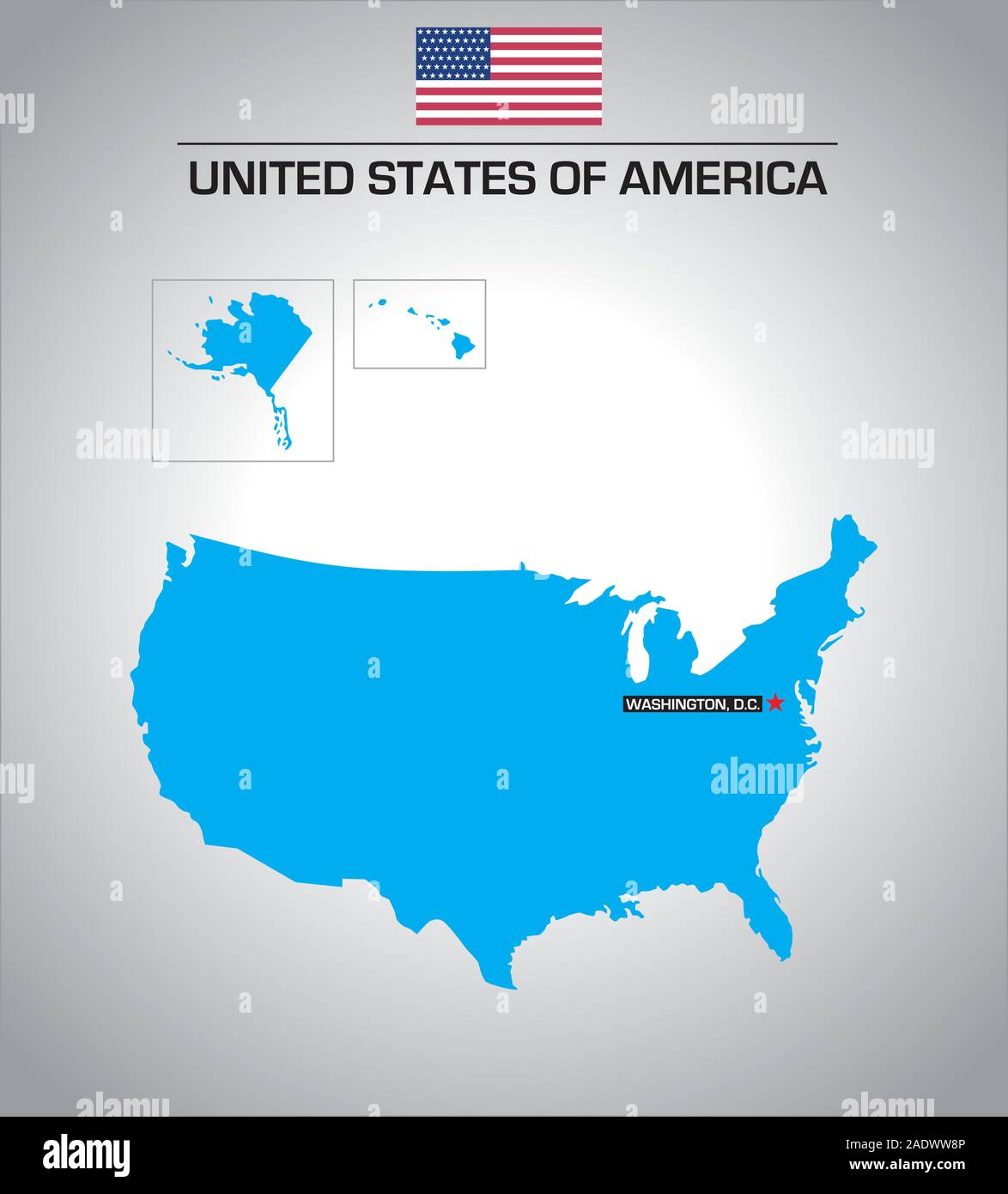 Contour plan simple de United States of America avec drapeau Illustration de Vecteur