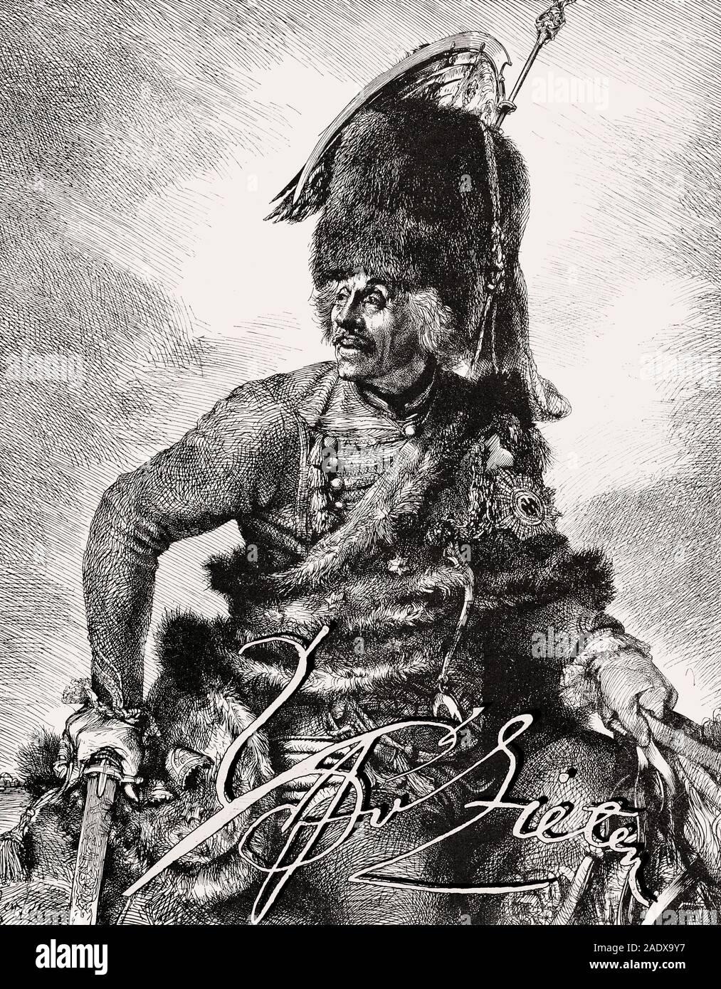 Hans Joachim von Zieten ou Ziethen, 1699 - 1786, un général prussien cavalery Banque D'Images