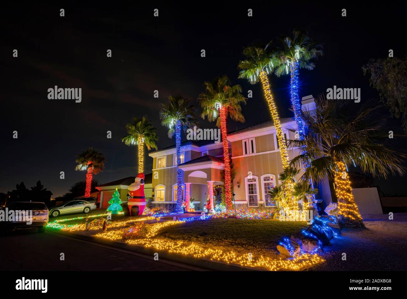Las Vegas, 2 déc. : les lumières de Noël, la décoration d'une maison le déc 2, 2019 à Las Vegas, Henderson Banque D'Images
