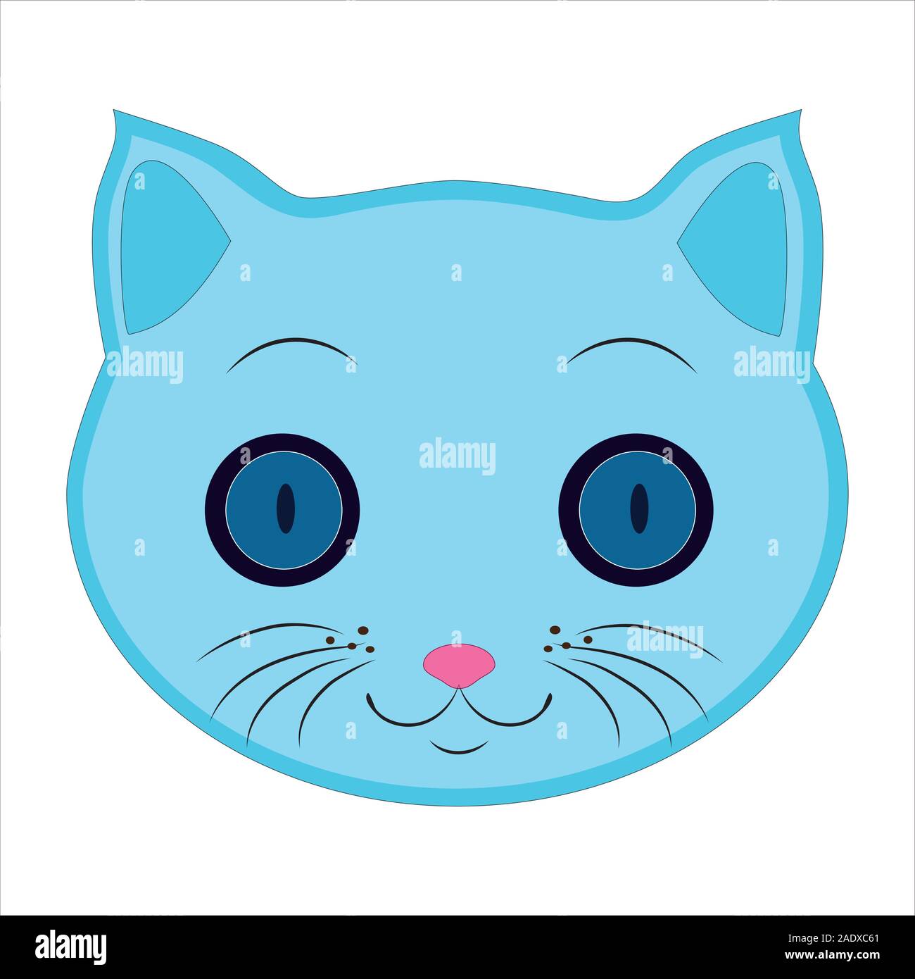 Dessin Plat D Un Chat Un Emoji Le Visage D Un Chat Bleu Signes Et Symboles Du Chat Vector Image Vectorielle Stock Alamy