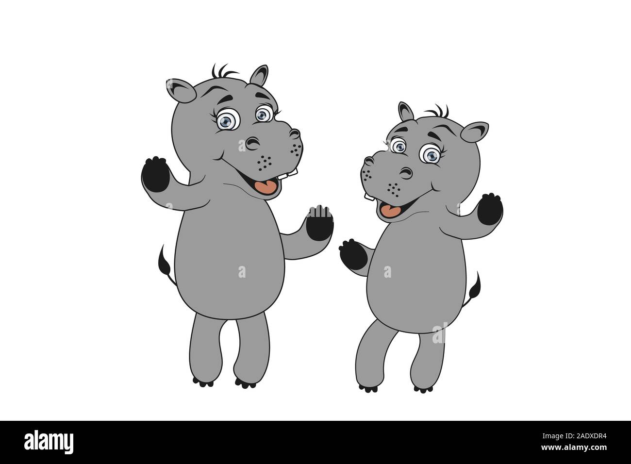 Deux hippopotames sont la danse - isolé sur fond blanc utile pour la conception de vêtements ou de façon Banque D'Images