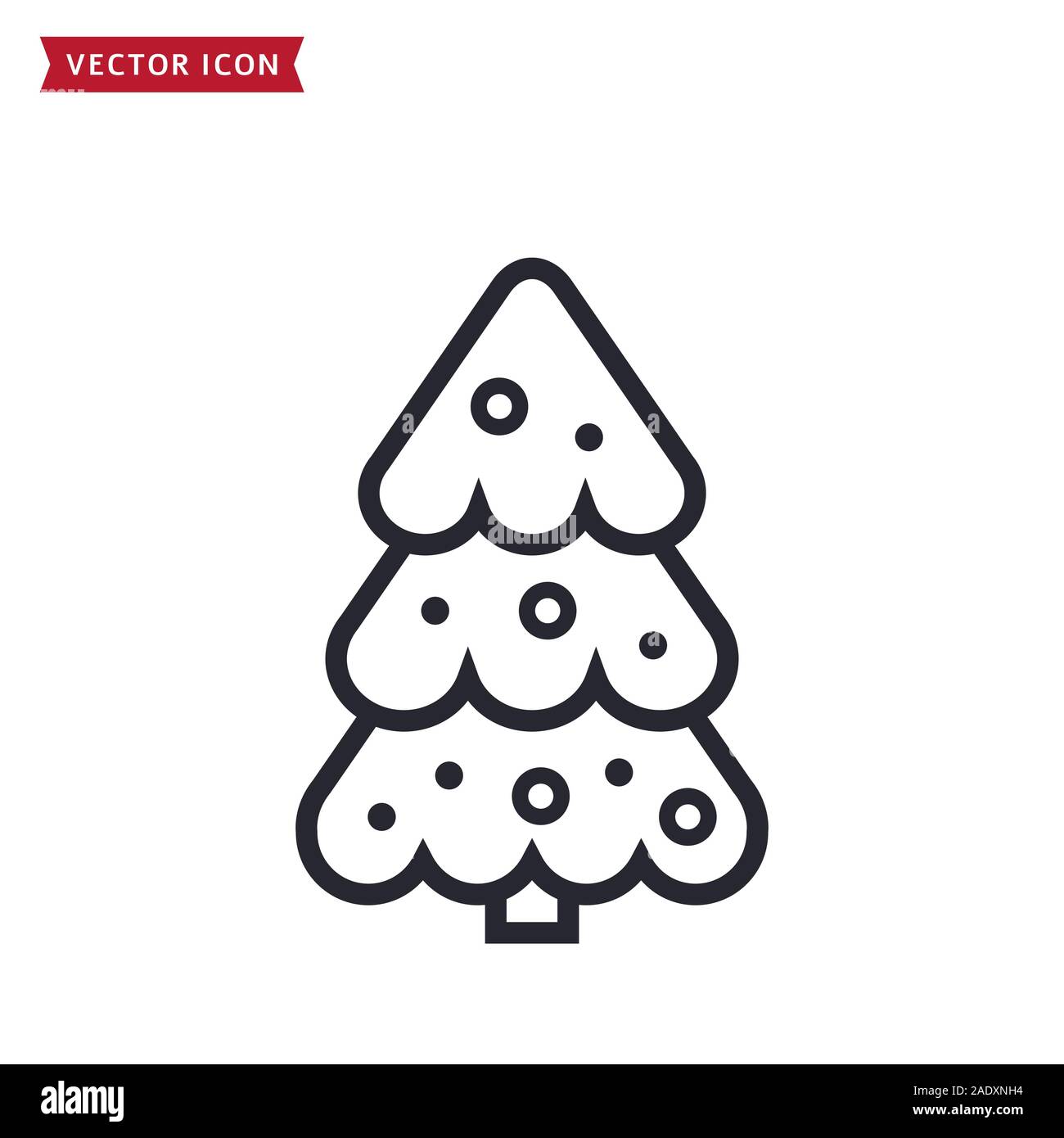 L'icône de la ligne d'arbre de Noël. Contour noir symbole isolé sur fond blanc. Vector illustration pour Noël ou Nouvel An. Illustration de Vecteur