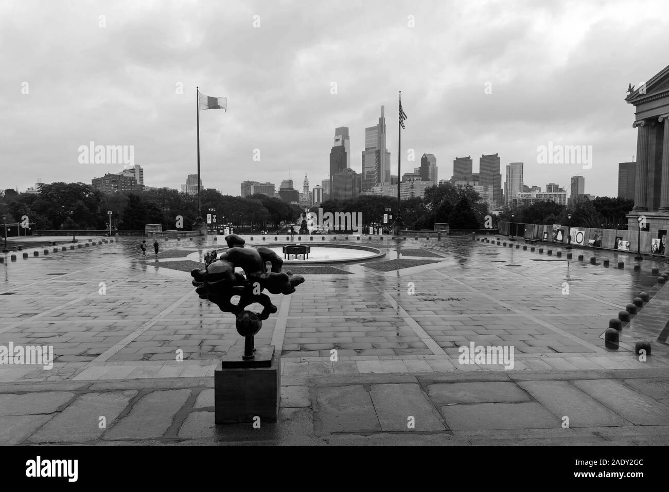 Vue sur la ville à partir de l'entrée principale du Philadelphia Museum of Art, Philadelphie, Philadelphia, Pennsylvania, USA Banque D'Images
