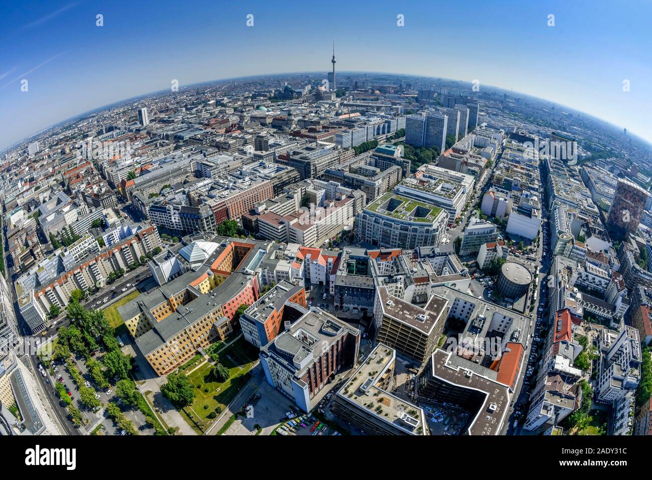 Stadtpanorama, Leipziger Straße, Zimmerstraße, Checkpoint Charlie, Mitte, Berlin, Deutschland Banque D'Images