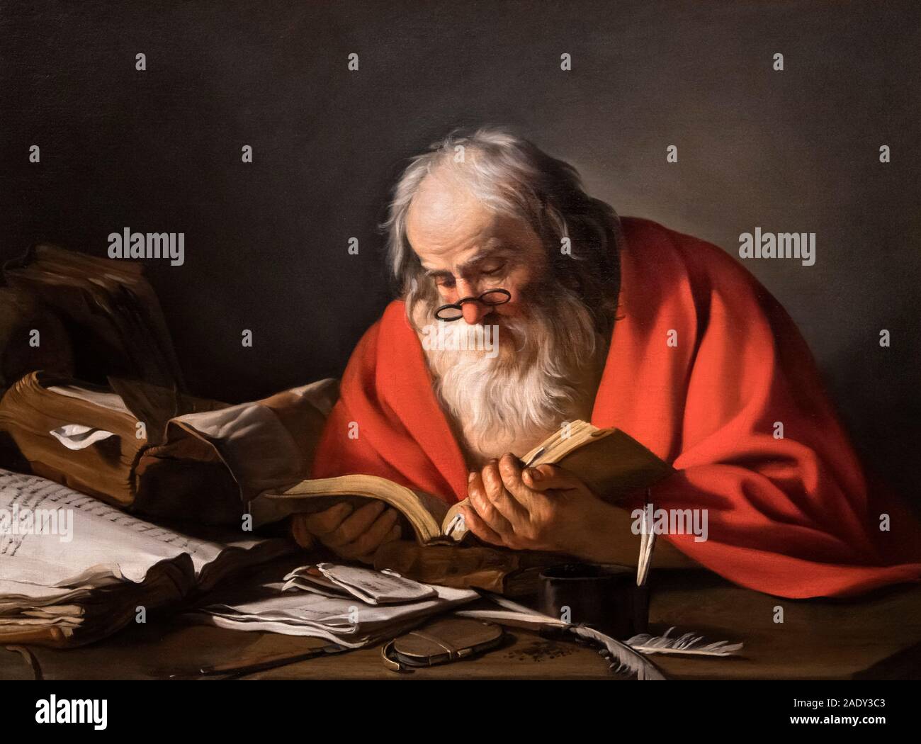 Saint Jérôme par Hendrik Bloemaert (ch. 1601-1672), huile sur toile, c.1630 Banque D'Images