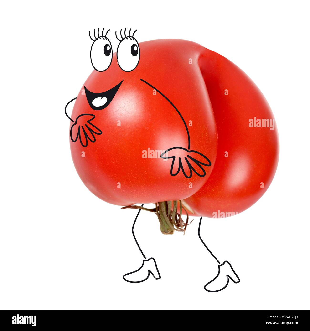 Le flirt avec la tomate de personnages de dessins animés Banque D'Images