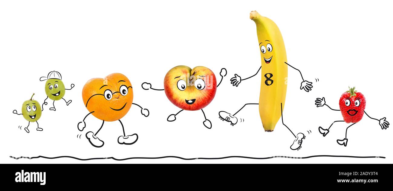 Drôle biologique fruits, comic Banque D'Images
