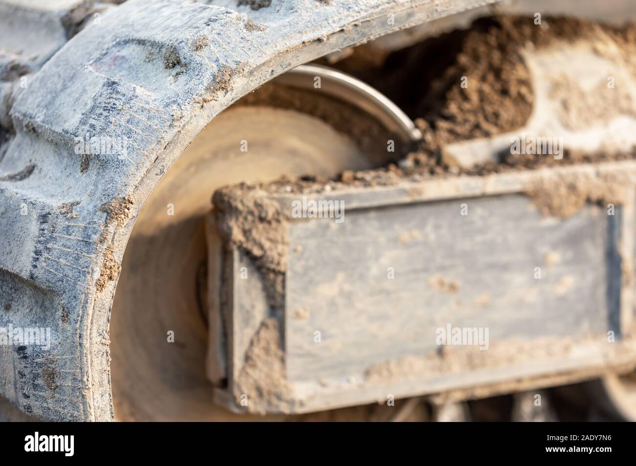 Détail de l'image d'un bulldozer sur chenilles en caoutchouc Banque D'Images