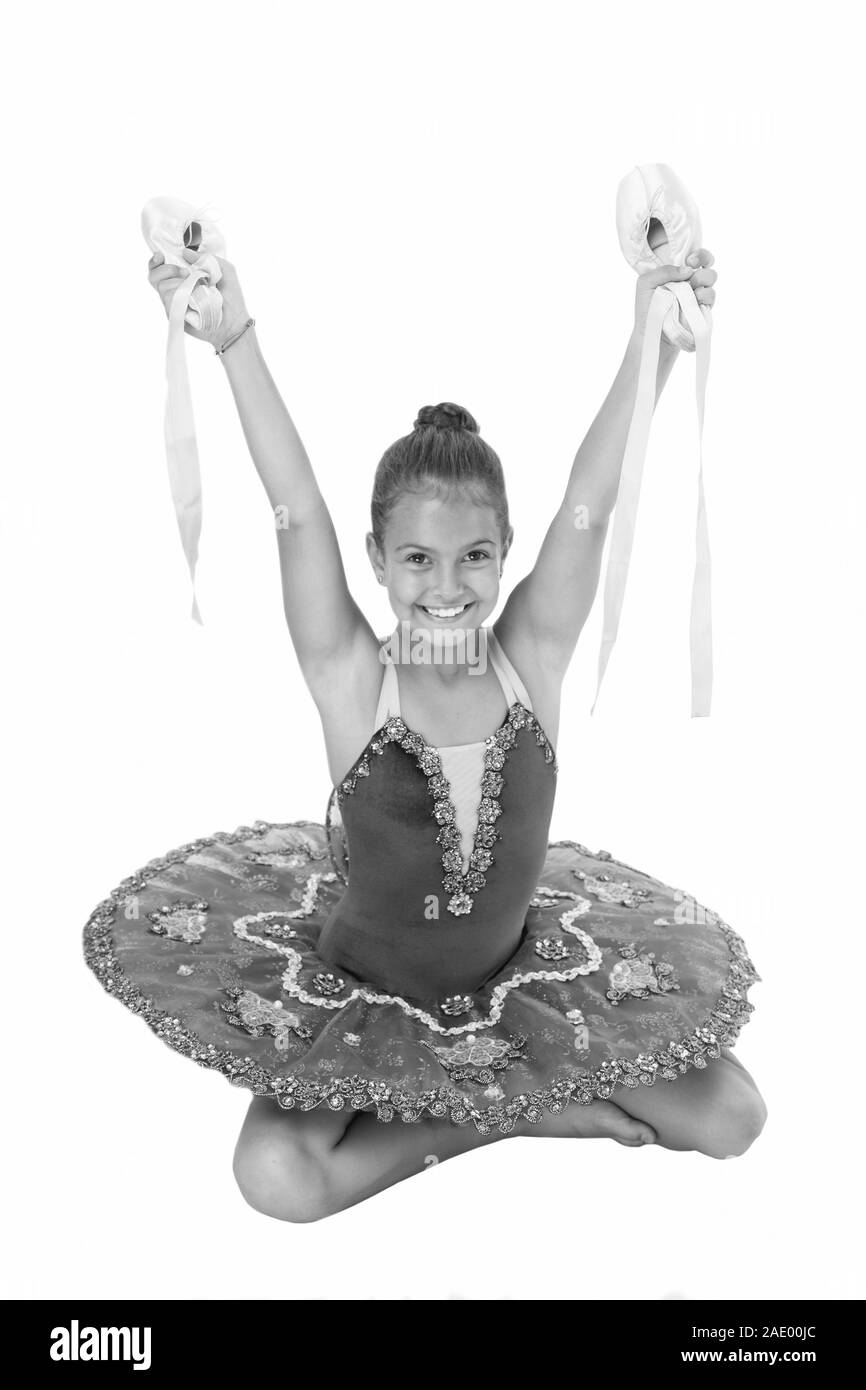 Robe Bleu Enfant Avec Jupe De Ballet Fond Blanc Isolé. L'élève Flexible  Pratique La Danse. Rêve Que Chaque Fille Devienne Célèbre Danseuse De Ballet.  Danseur Tendre Enfant Look Magnifique Justaucorps Fantaisie.