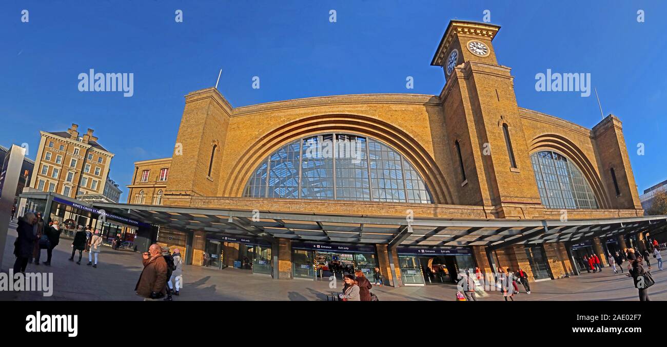 Kings Cross station panorama, Euston Road, North London, Angleterre, Royaume-Uni Banque D'Images