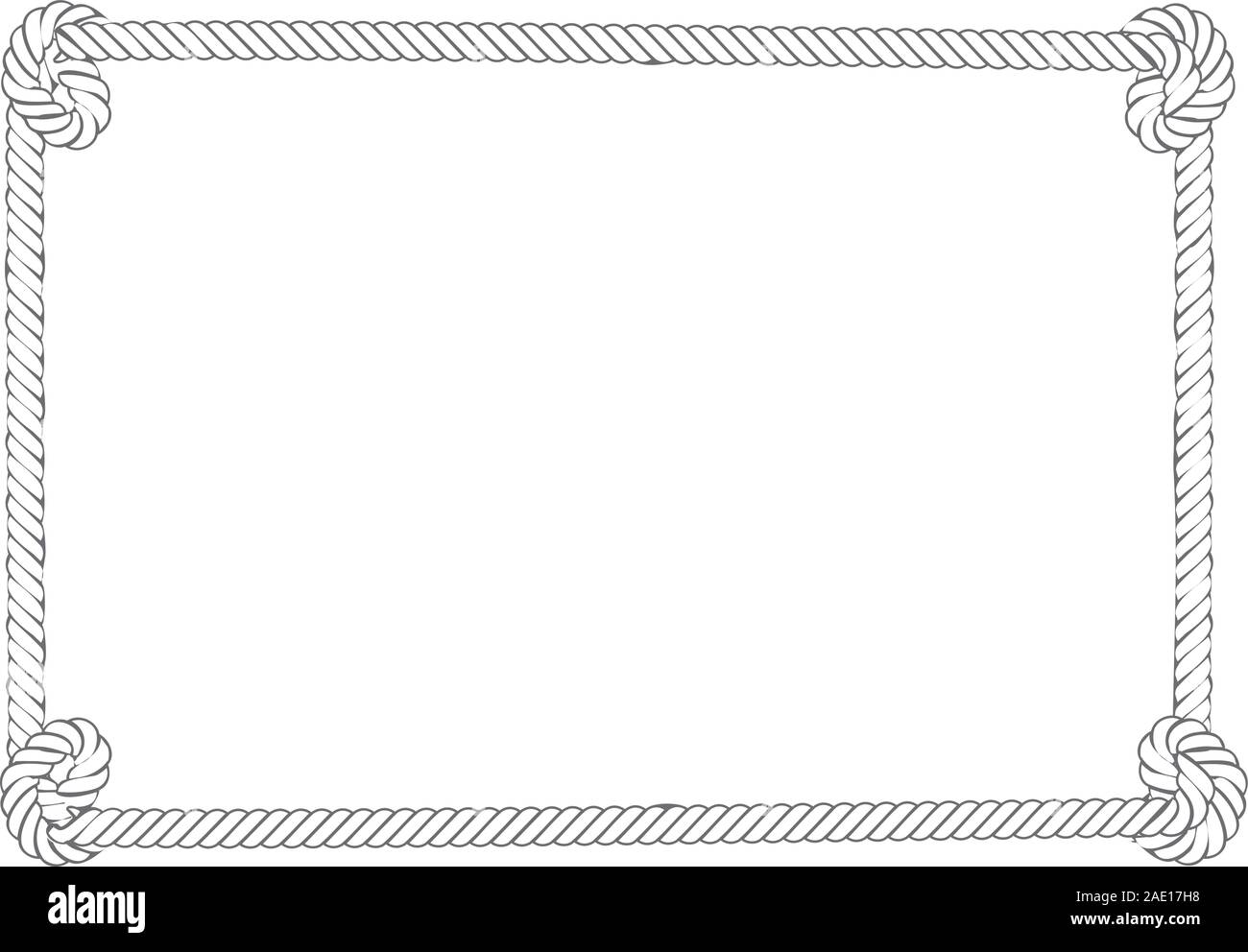 Frontière de la corde de couleur gris et blanc avec noeuds. Illustration de Vecteur