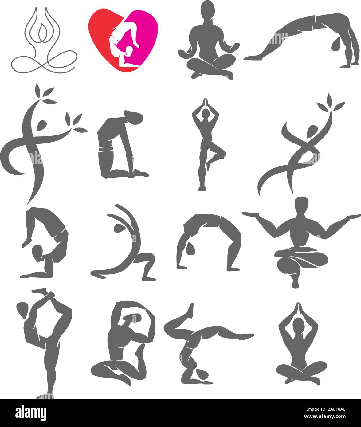 Conception de logo Yoga méditation emblème vector illustration set Illustration de Vecteur