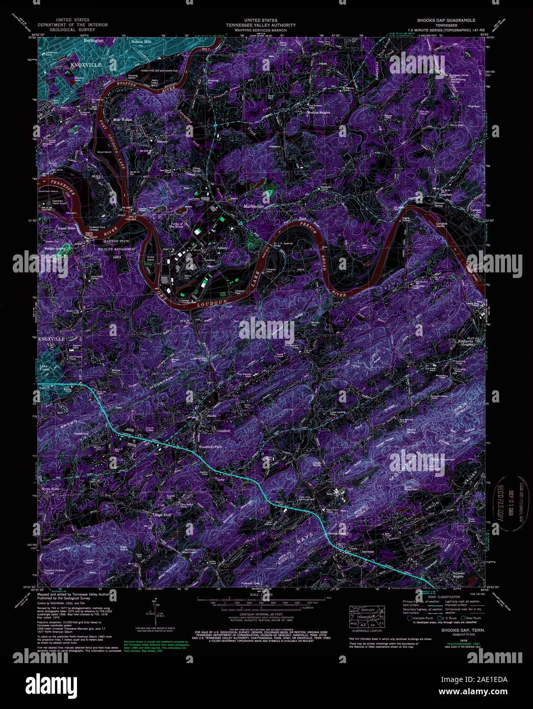 Carte TOPO USGS Tennessee TN Shooks Gap 1486961979 24000 Restauration inversé Banque D'Images