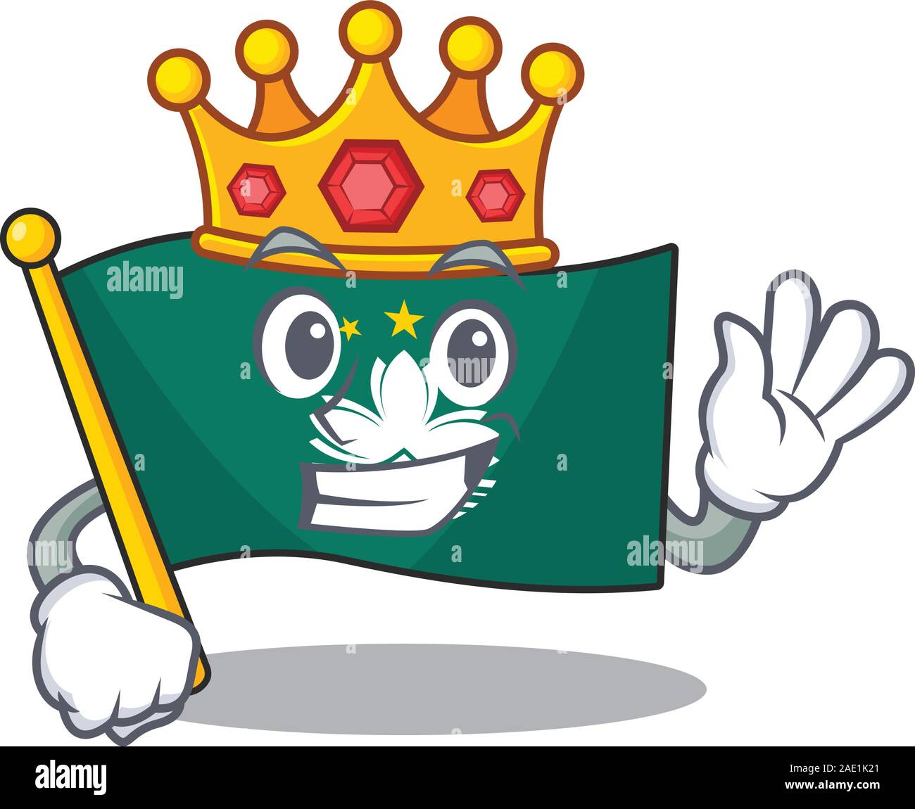 Drapeau indonésien King Macao le personnage de conception mascotte Illustration de Vecteur