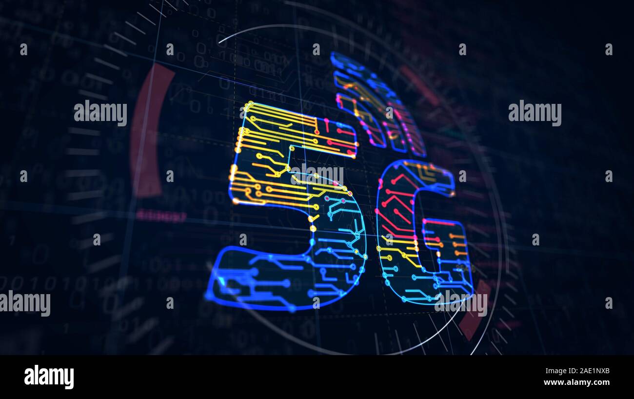 Projet de réseau mobile 5G de la création. Concept abstrait de l'IOT, téléphone, connection et de la communication 3d illustration. Schéma numérique Dessin li Banque D'Images