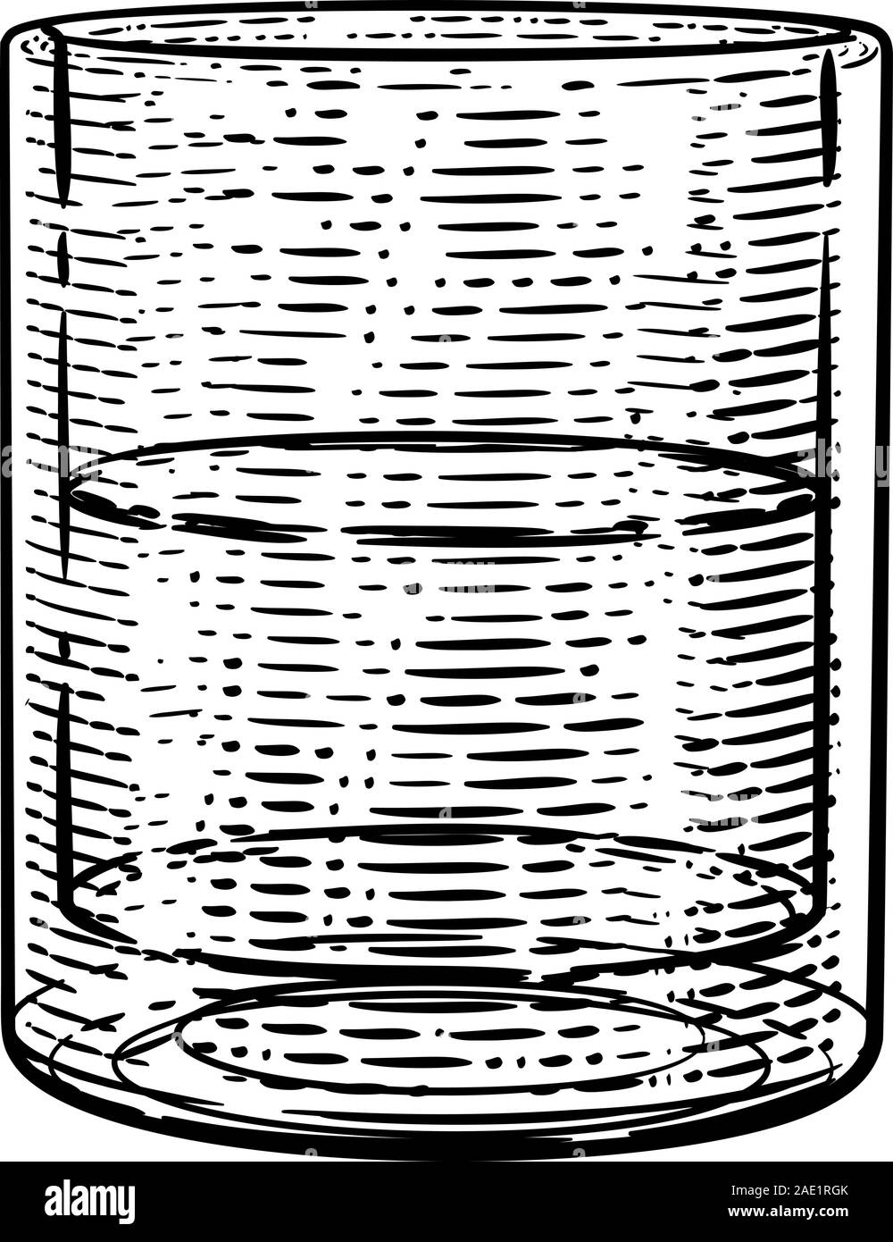 Dans un verre de boissons Gravure Gravure sur bois Style gravé Illustration de Vecteur