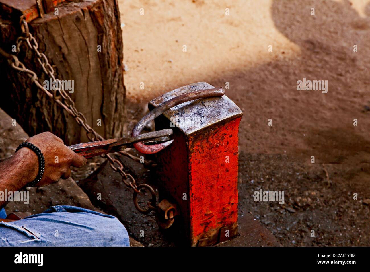 Travail de forgeron, Chandrapur, Maharashtra, Inde, Asie Banque D'Images