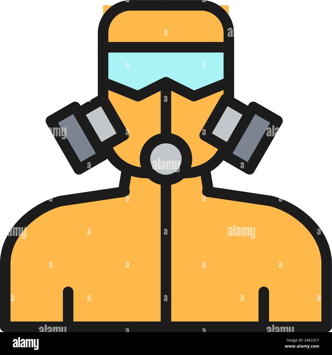 L'homme masque à gaz vecteur dans l'icône de la ligne de couleur à plat  Image Vectorielle Stock - Alamy