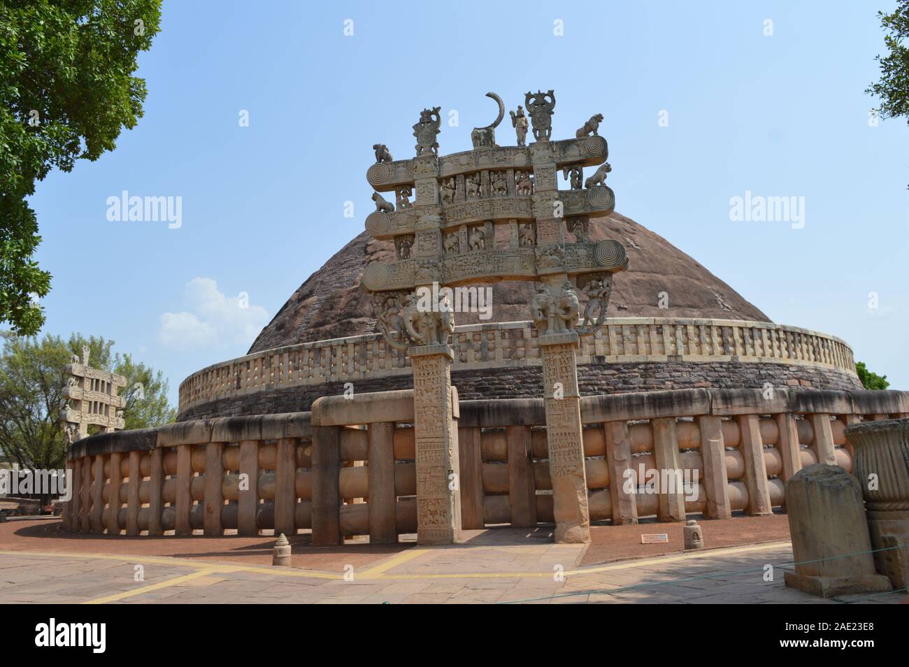 Sanchi stupa bouddhiste, Sanchi, Raisen, Madhya Pradesh, Inde. Banque D'Images