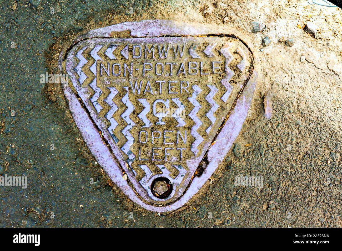 Pour couvercle de trou d'eau non potable, Denver, Colorado, USA Banque D'Images