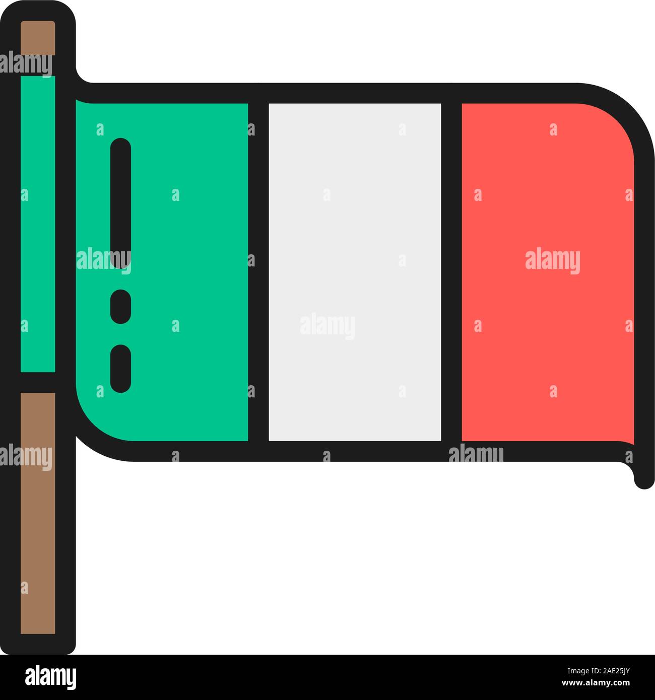 Pavillon de l'Italie sur l'icône de la ligne de couleur à plat. Isolé sur fond blanc Illustration de Vecteur