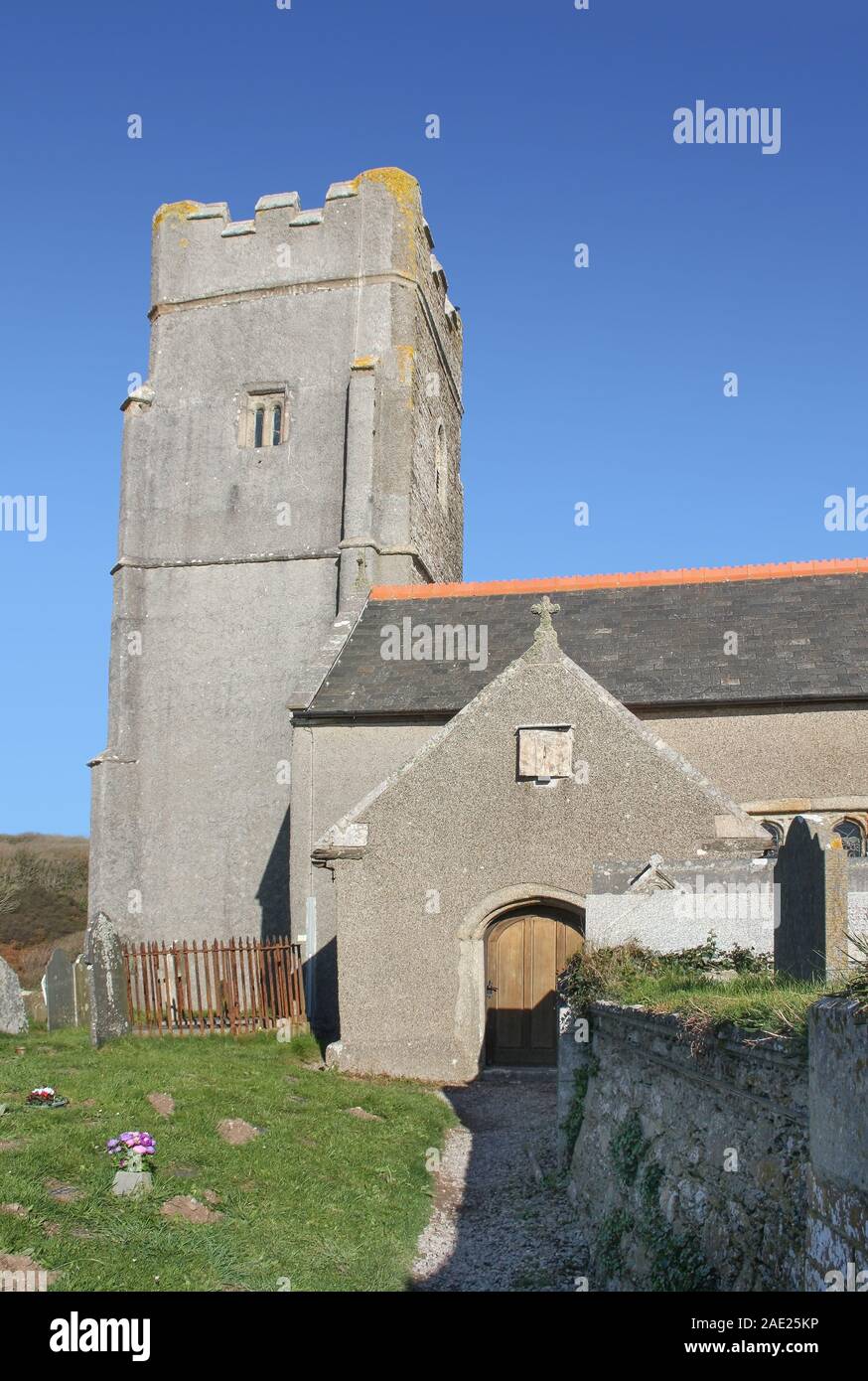 L'église anglicane St Werburghs Wembury, sur la côte sud du Devon Banque D'Images