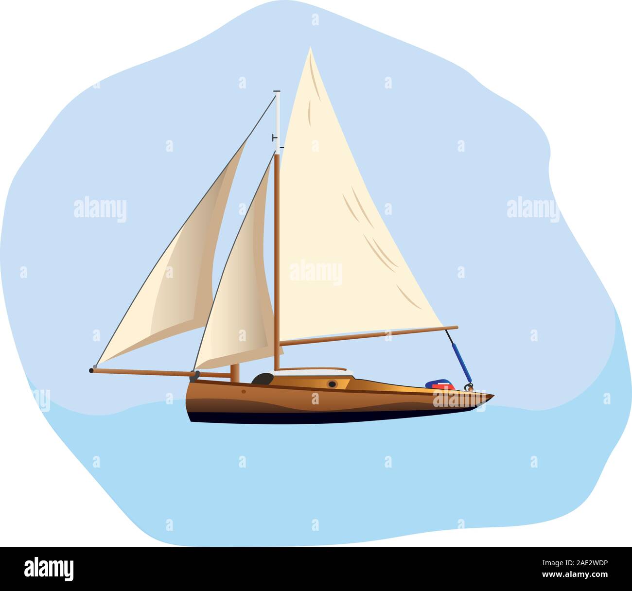 Bateau naviguant dans une mer vector illustration sur fond blanc Illustration de Vecteur