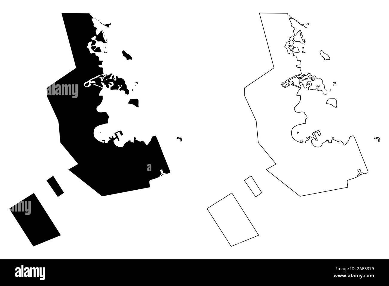 Ad-Dawhah (État du Qatar, les municipalités du Qatar) map vector illustration gribouillage, croquis Ad Dawhah Doha (carte) Illustration de Vecteur
