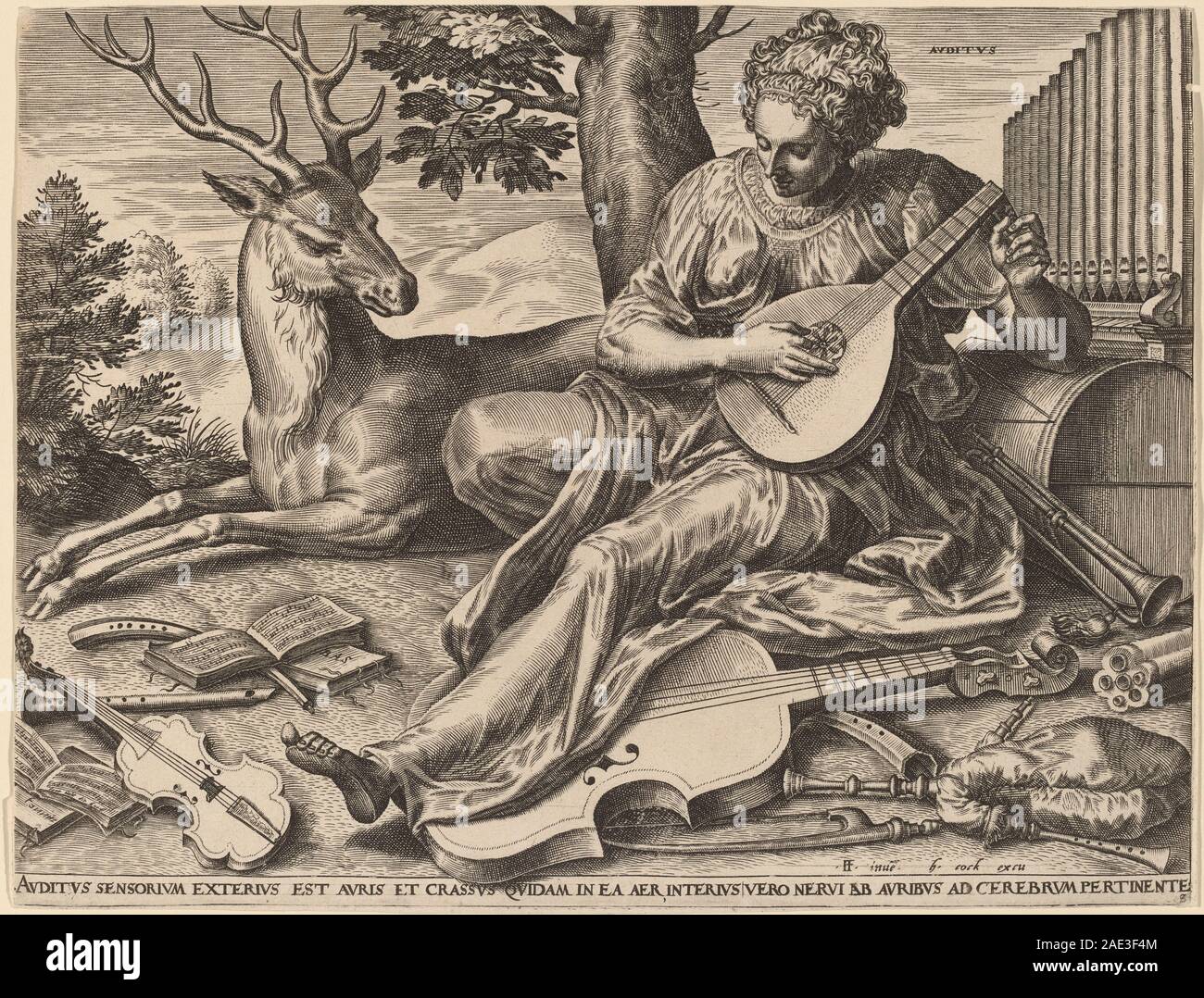 Date 1561Auditus ; Cornelis Cort après Frans Floris I, 1561, Auditus Banque D'Images