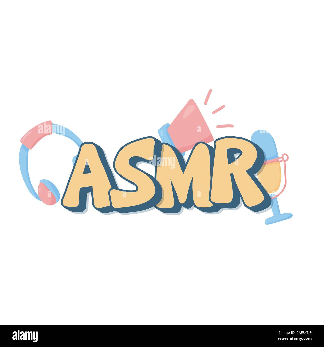 ASMR acronyme. Texte d'intervention autonome méridien sensorielle. Lettrage  stylisé à la main. Illustartion de vecteur Image Vectorielle Stock - Alamy