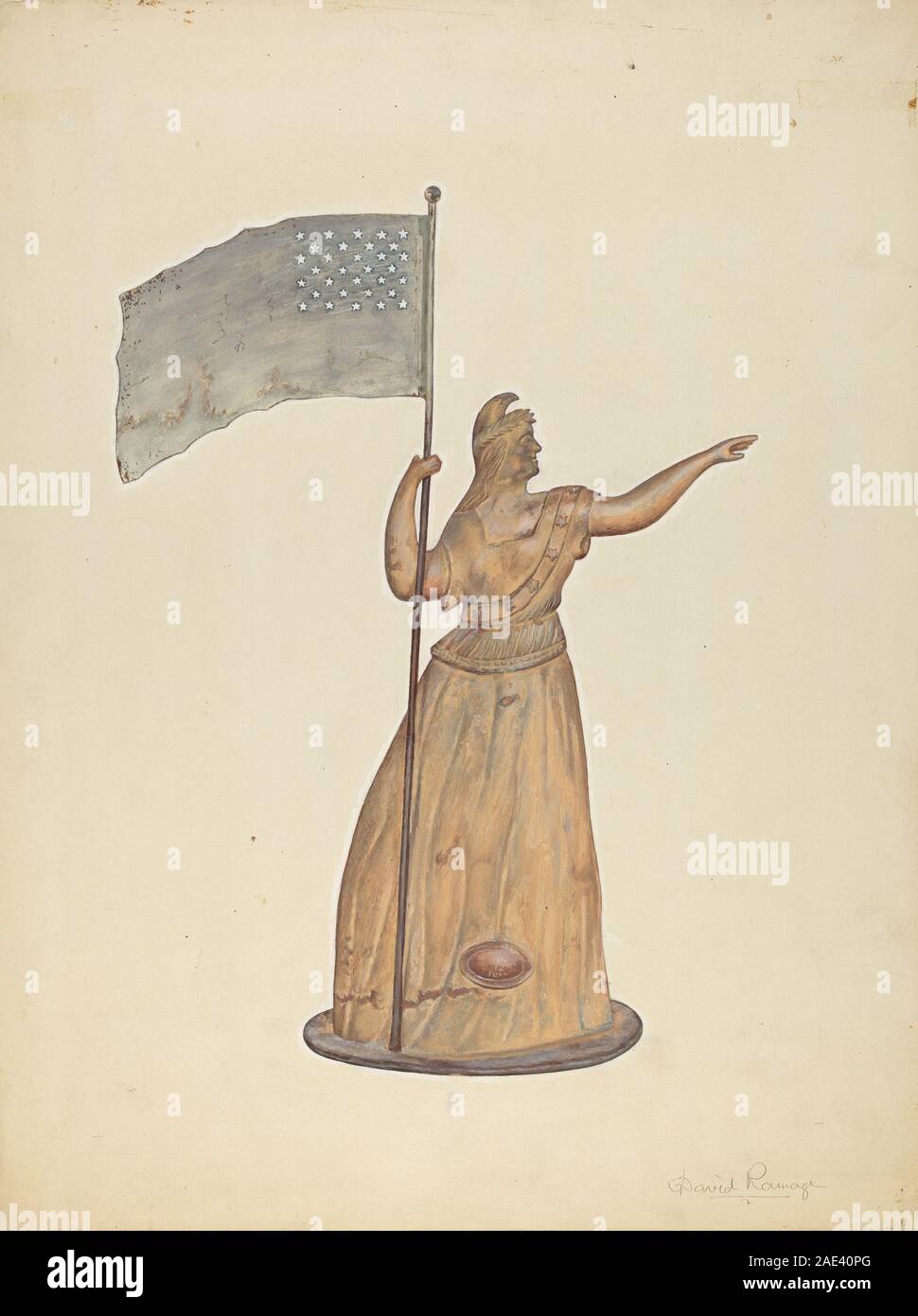 Girouette déesse de la liberté ; années 1937 David date de Ramage, Girouette déesse de la