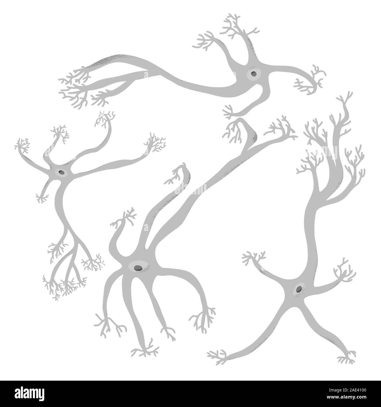 Jeu de cellules neuronales. Collection de cerveau neurocyte. Illustartion de vecteur. Illustration de Vecteur