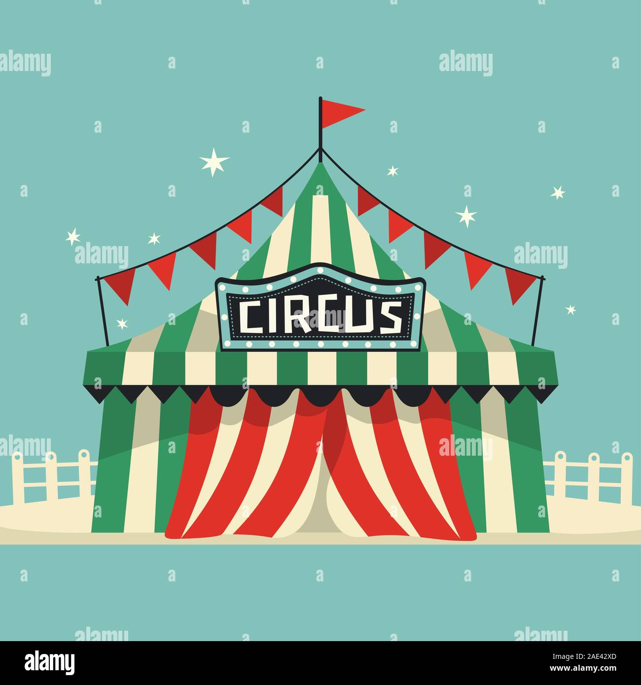 Représentation de cirque tente mignon plat vecteur icône Illustration de Vecteur